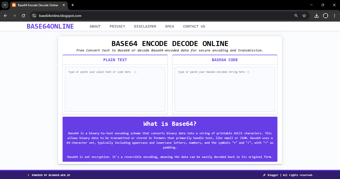 Download Free:Landing Page Base64 Encode Decode Online Blogger Template